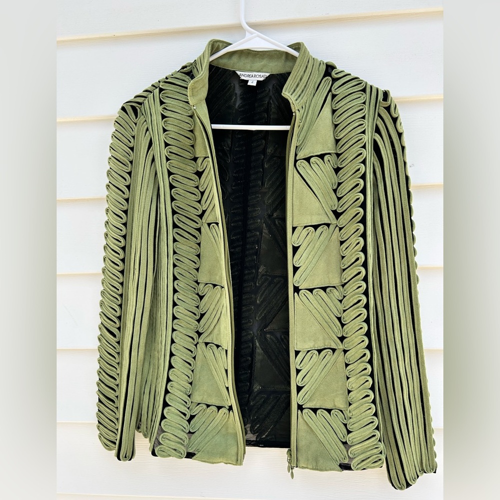 ANDREA ROSATI Green Blazer with Geometric Details - Picture 6 of 11